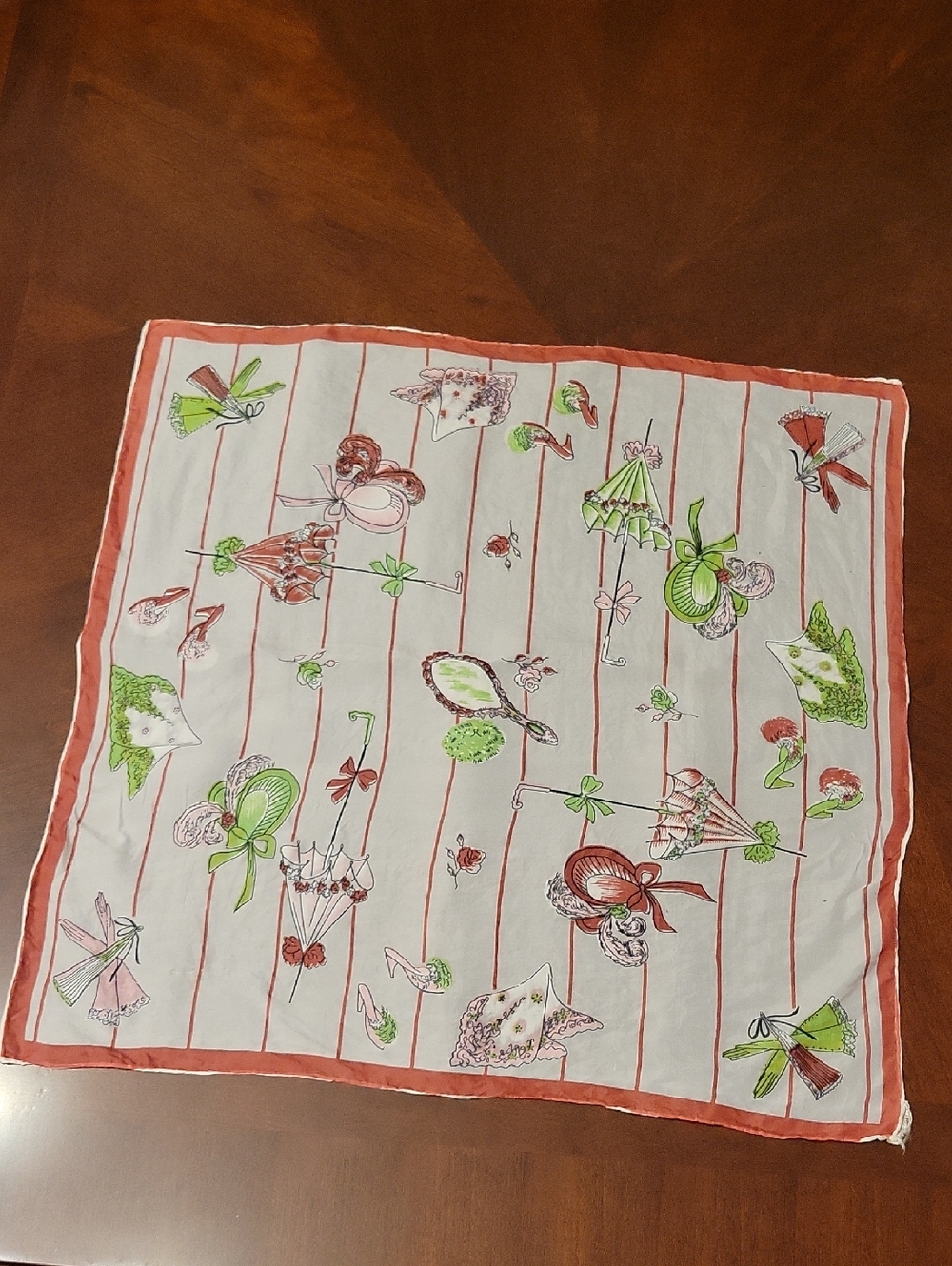 Vintage 1940s–50s Hand Printed Cotton Novelty Scarf